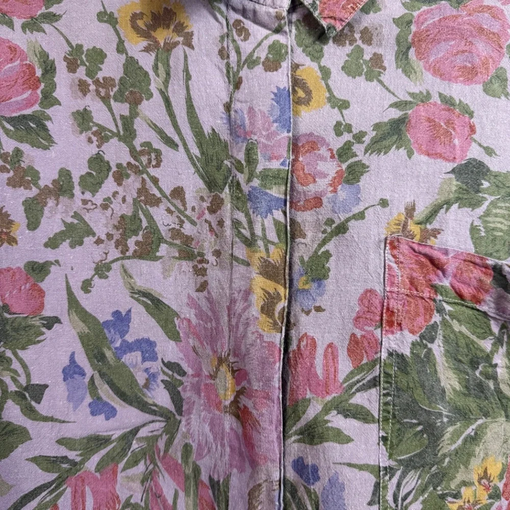 Vintage Purple Floral Button Up Shirt Women’s 24W 100% Cotton - Picture 2 of 5
